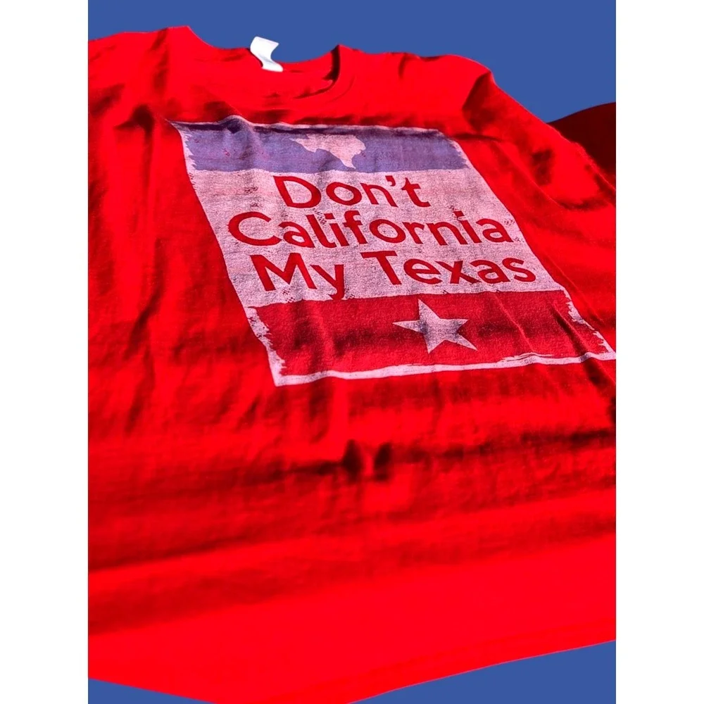 Gildan T-Shirt Mens 3XL Red Don't California My Texas Graphic Tee Cotton
